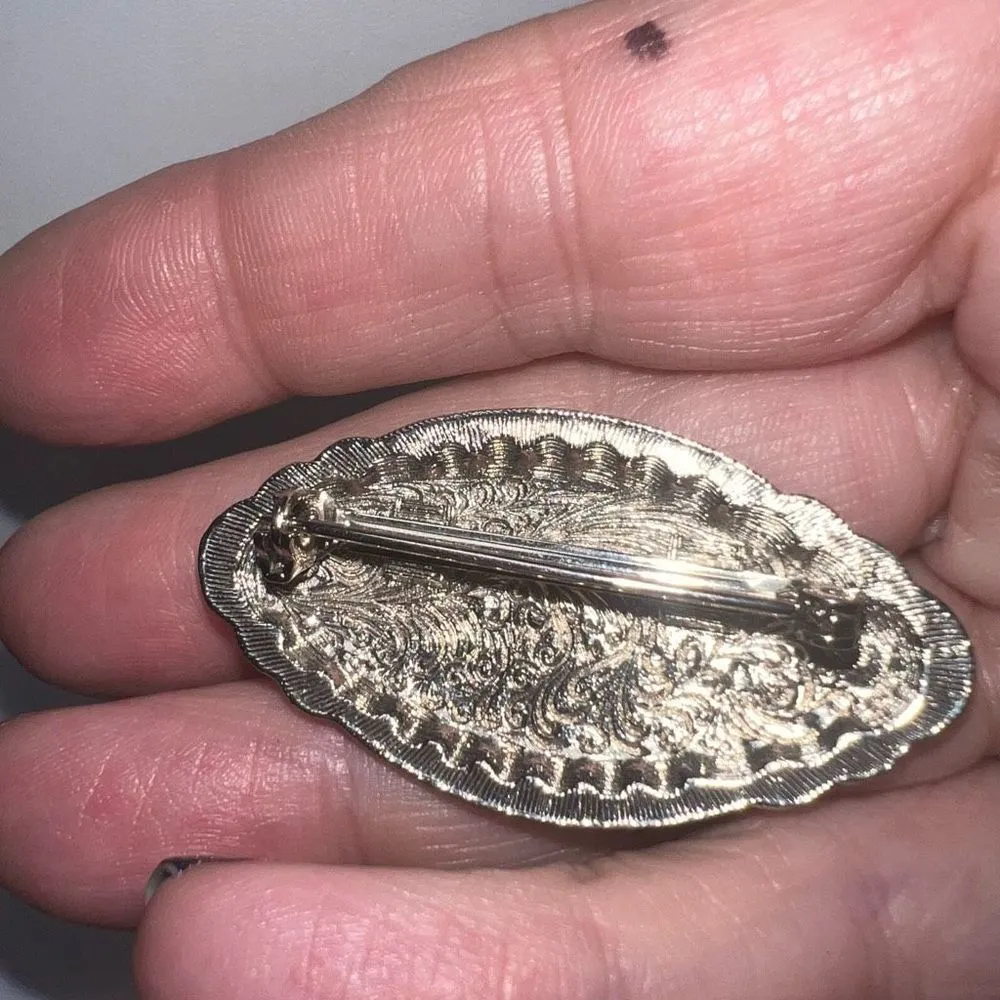 1928 Pink Cat’s Eye, Aurora Borealis Rhinestone Brooch - Image 5