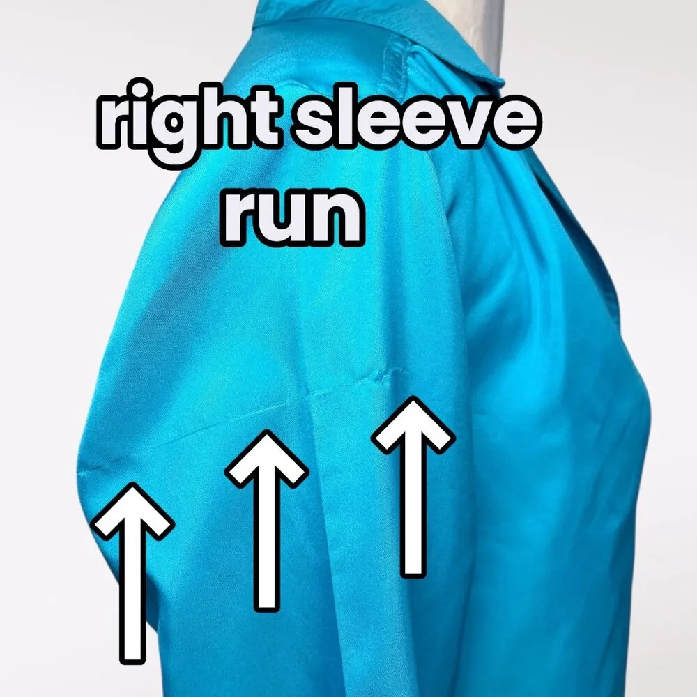 Vintage Blue Satin Button Up Blouse Size Small - Image 8