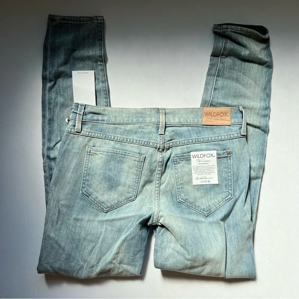 Wildfox Carmen Low Rise Distressed Light Blue Skinny Jeans Size 26 NWT - Image 3