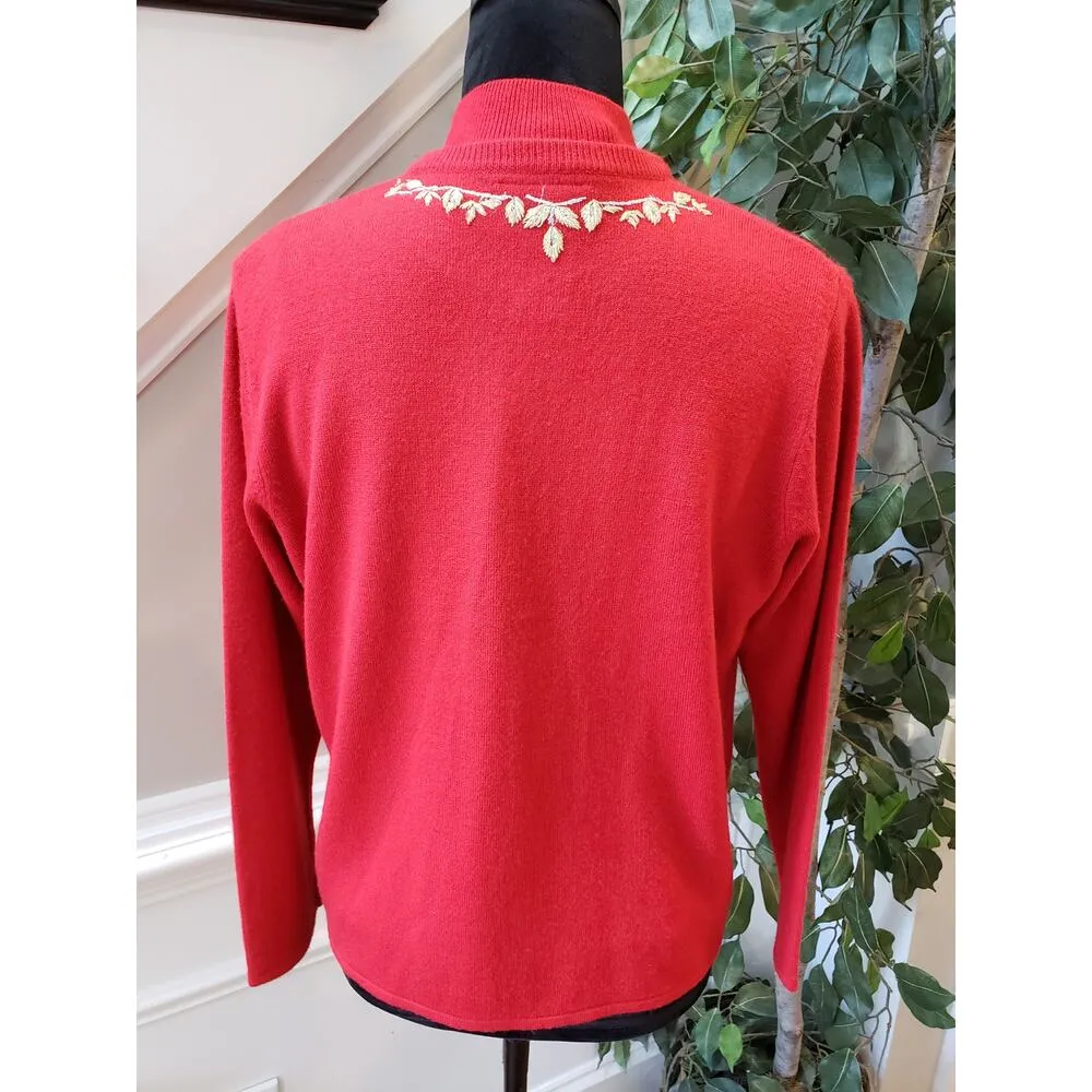 Designers Originals Cardigan Sweater Women's PS Red Embroidery Open Front Size undefined - Image 4