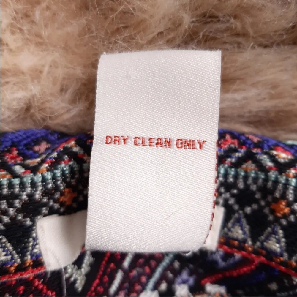 Sundance embroidered Tatou faux fur collar belted open front long coat boho - Image 10