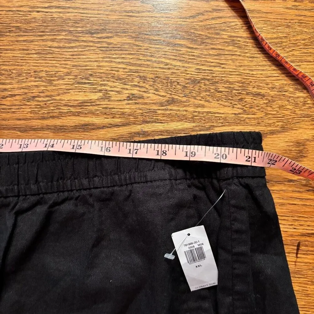 Old Navy Womens High Rise Wide Leg Pants Sz XXL Black Linen Blend Comfort NWT - Image 7
