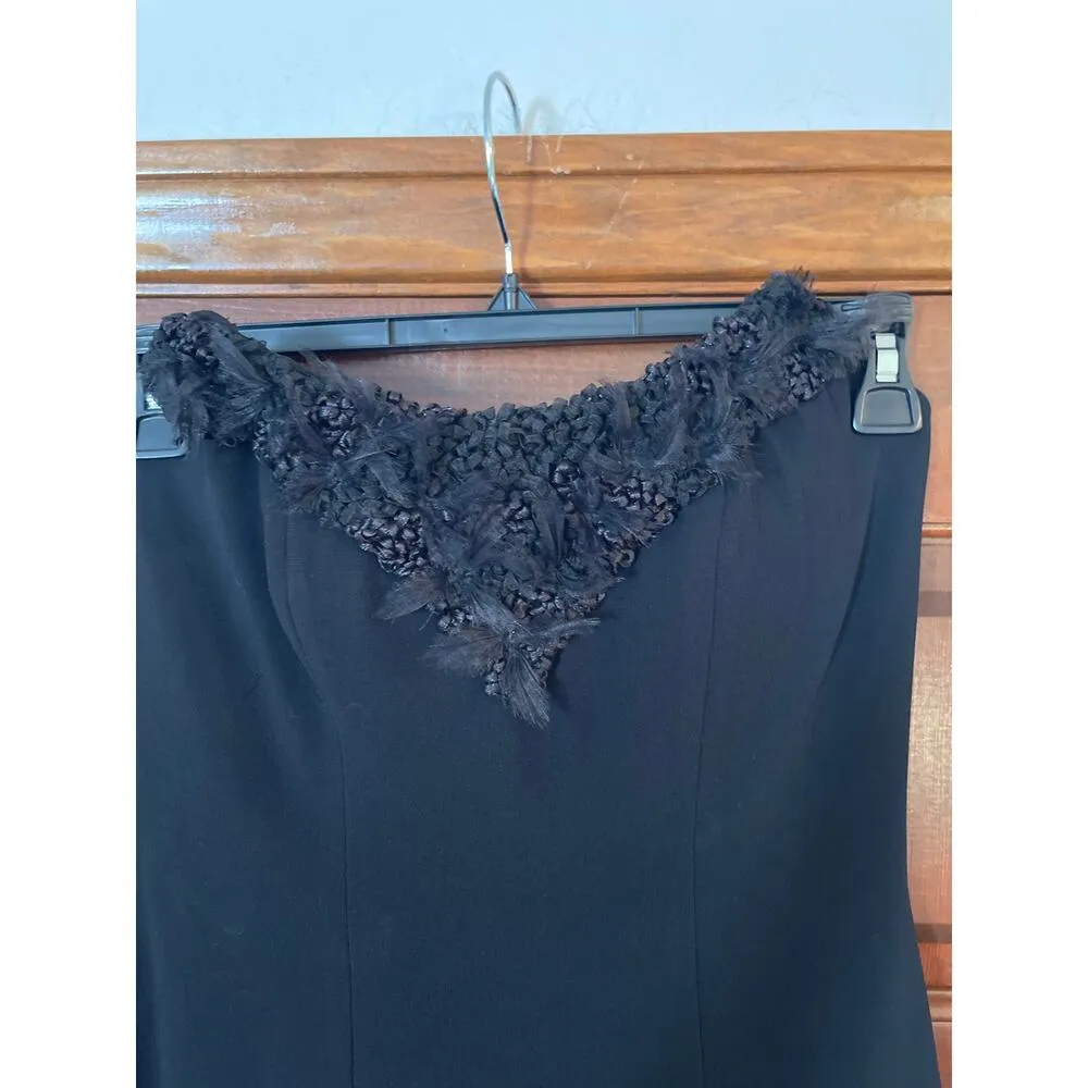 THEIA strapless ribboned crepe detail gown, size 4 Black - Image 2