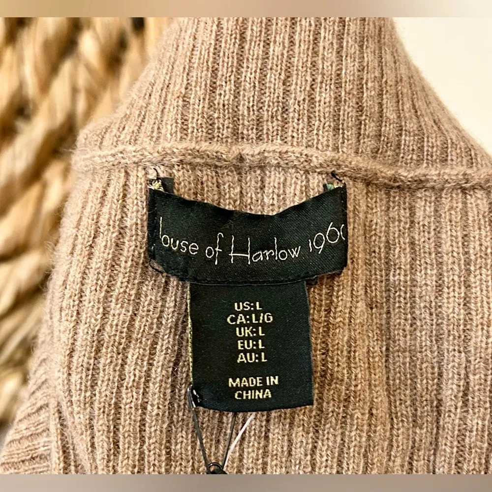 House of Harlow 100% Cashmere Ribbed Sleeveless Turtleneck Dress Size Lg - Image 10