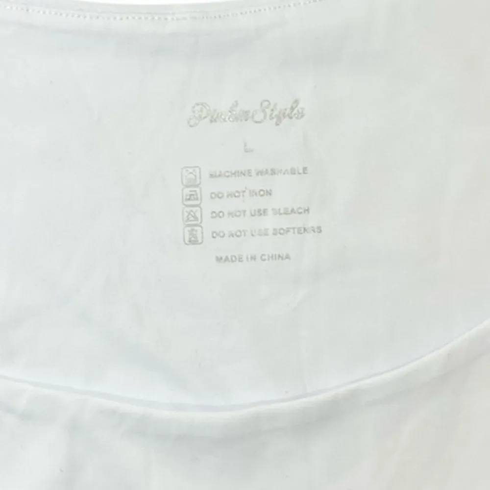 Pinkstyle Clothing Co Women’s L White Cap Sleeve Scoop Neck Smooth Bodysuit Size L - Image 5