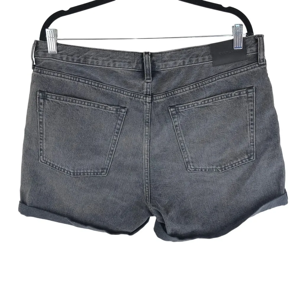 Everlane Womens The Denim Short Raw Hem Organic Cotton Washed Black 32 - Image 4