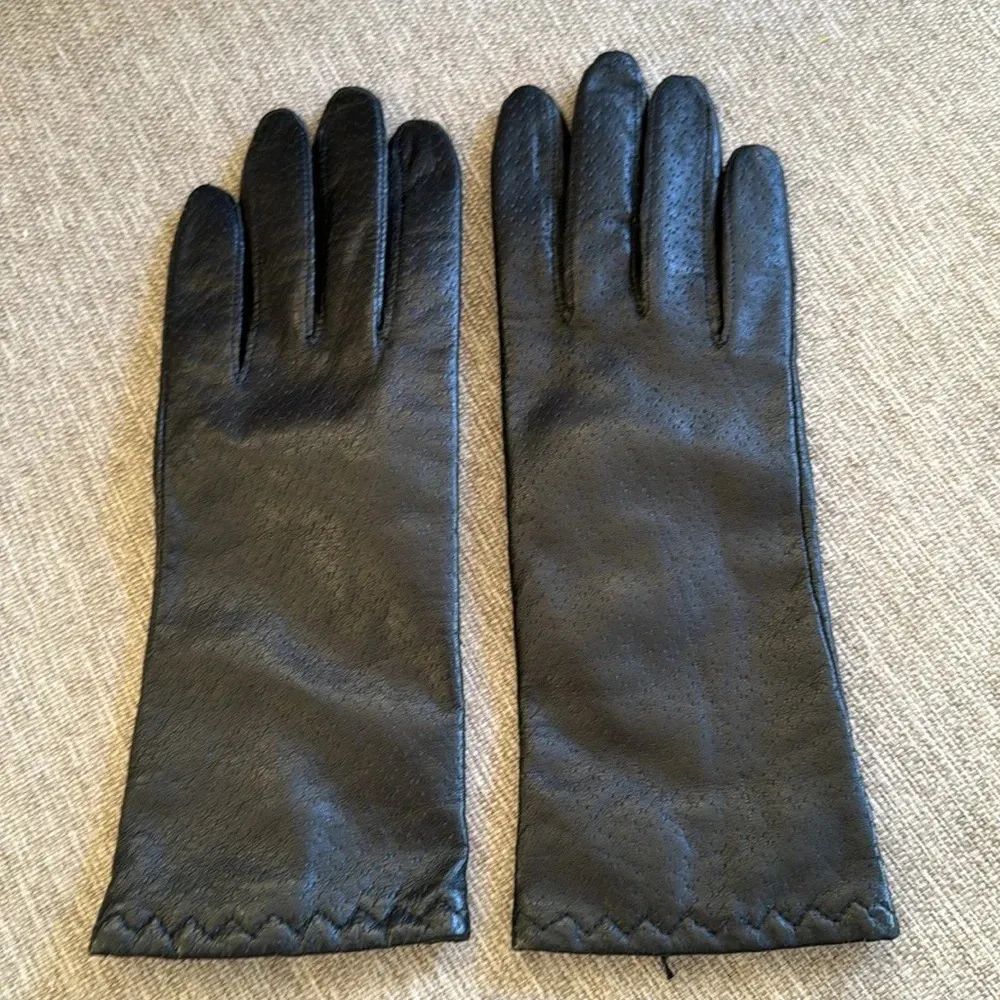 Vintage black leather gloves size large - Image 2