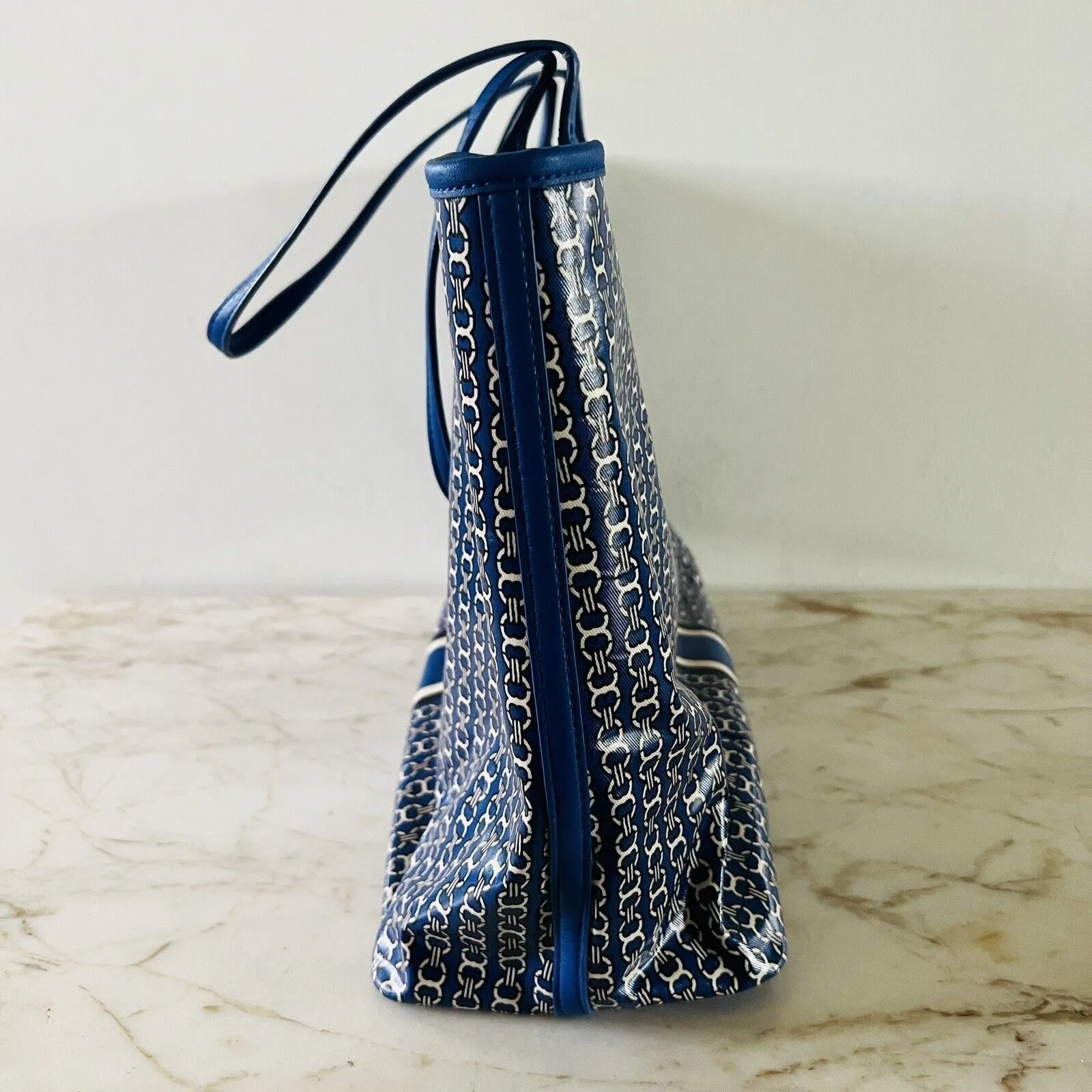TORY BURCH Blue White Stripe Gemini Link Tote Bag - Image 6