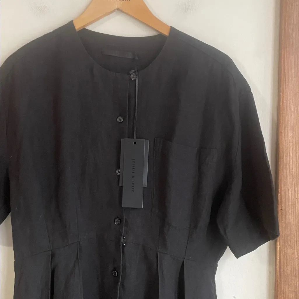 Jenni Kayne Day Dress Midi Linen Black - Image 4