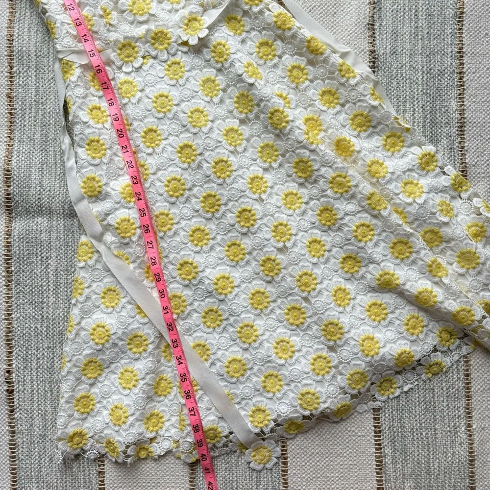 Alex Marie White Yellow Floral Shirt Sleeves Midi Dress Women’s Size 2 - Image 5