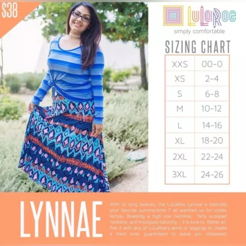 LuLaRoe Women’s L Lynnae Long Sleeve Scooped Neckline Hi-Lo Hem Flattering Top - Image 5