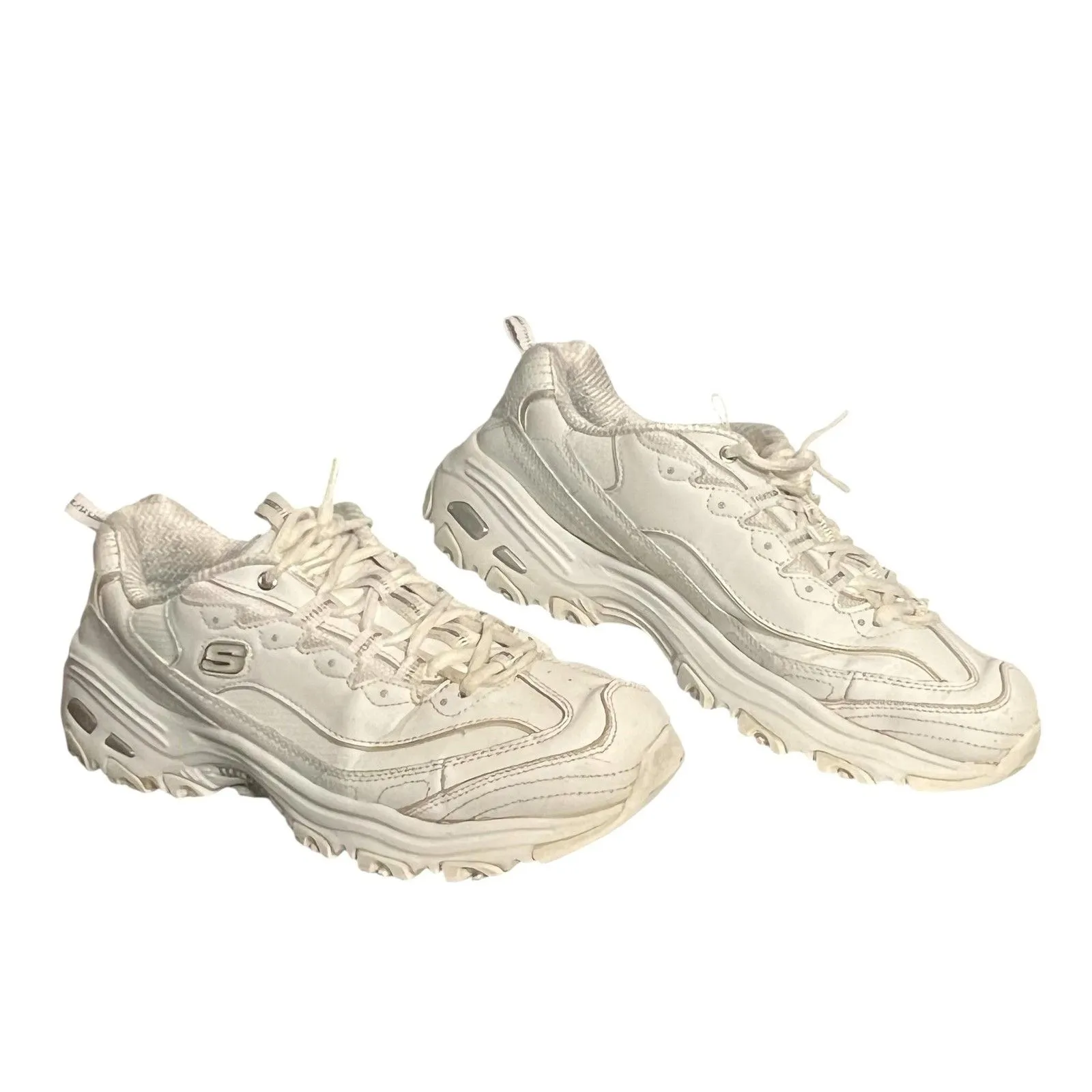 Skechers D'Lites Shoes Sneakers Womens Size 10 W White Leather Memory Foam - Image 11