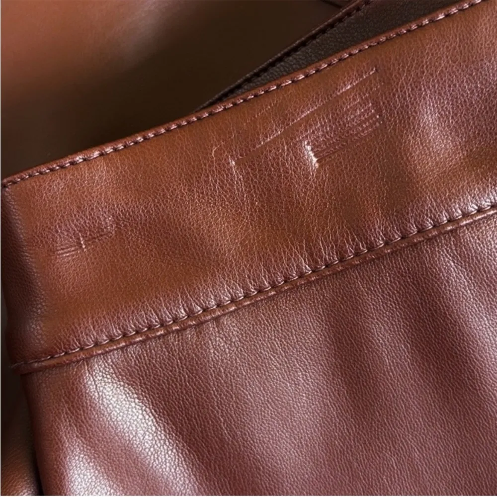 NWOT Peace Love World Faux Leather Flare Pants Brown Size 18 Petite - Image 11