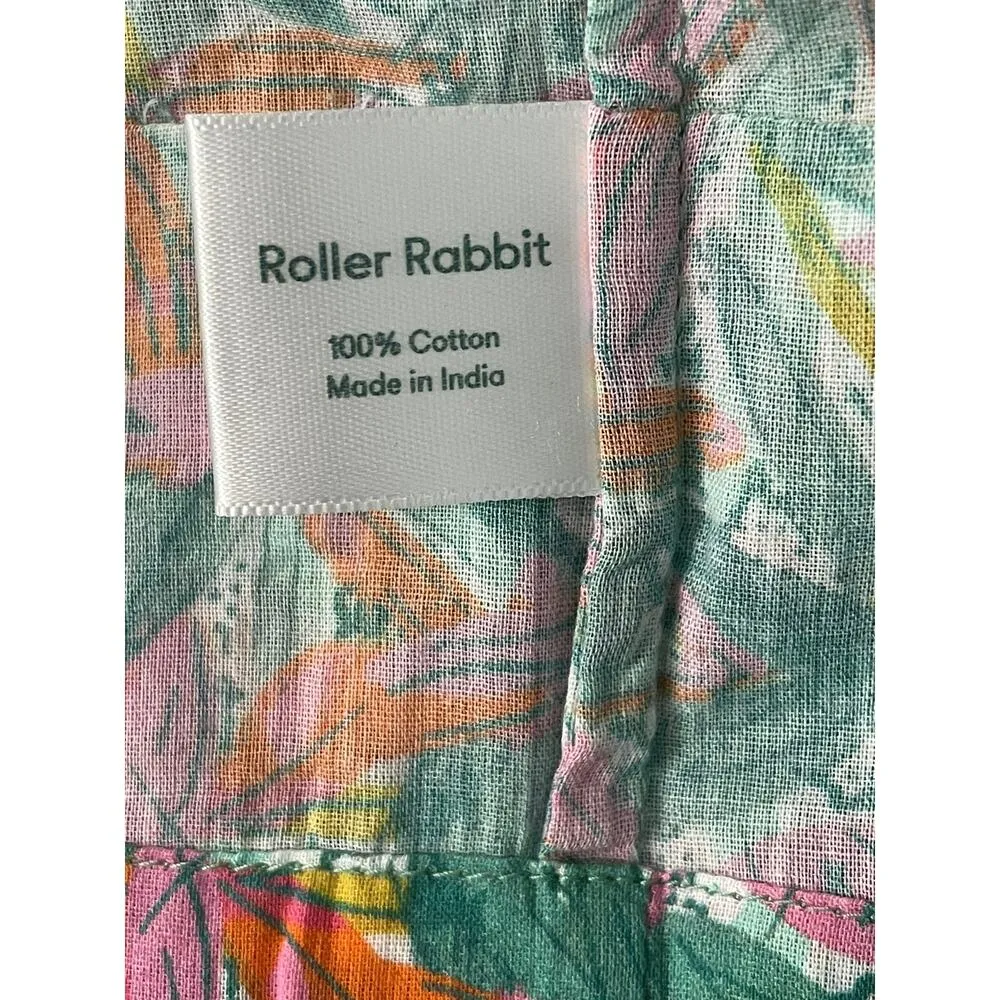 Roller Rabbit Teal Peri Willow Square Neck Tassel Tie Pleated Sleeve Size Large - Image 10