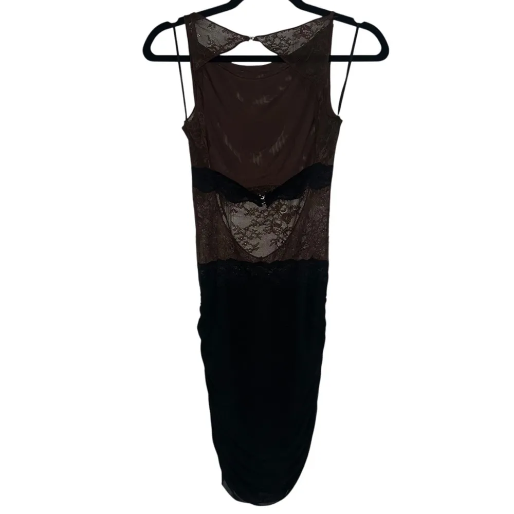 NEW NWT Bec + Bridge Loani Lace Open Back Mini Dress In Chocolate & Black - Image 7