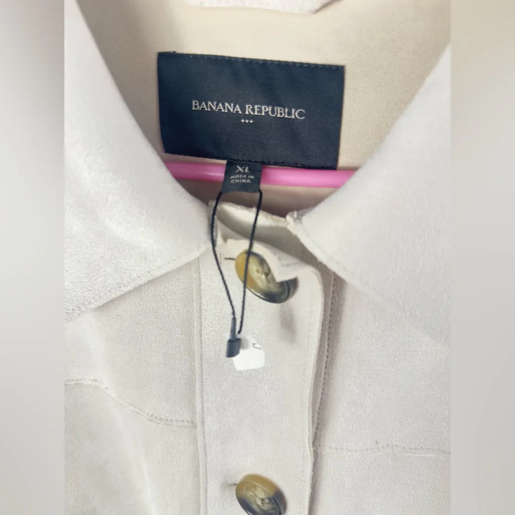 Banana Republic Vegan Suede Cropped Jacket size XL NWT Color Selenite/cream - Image 5