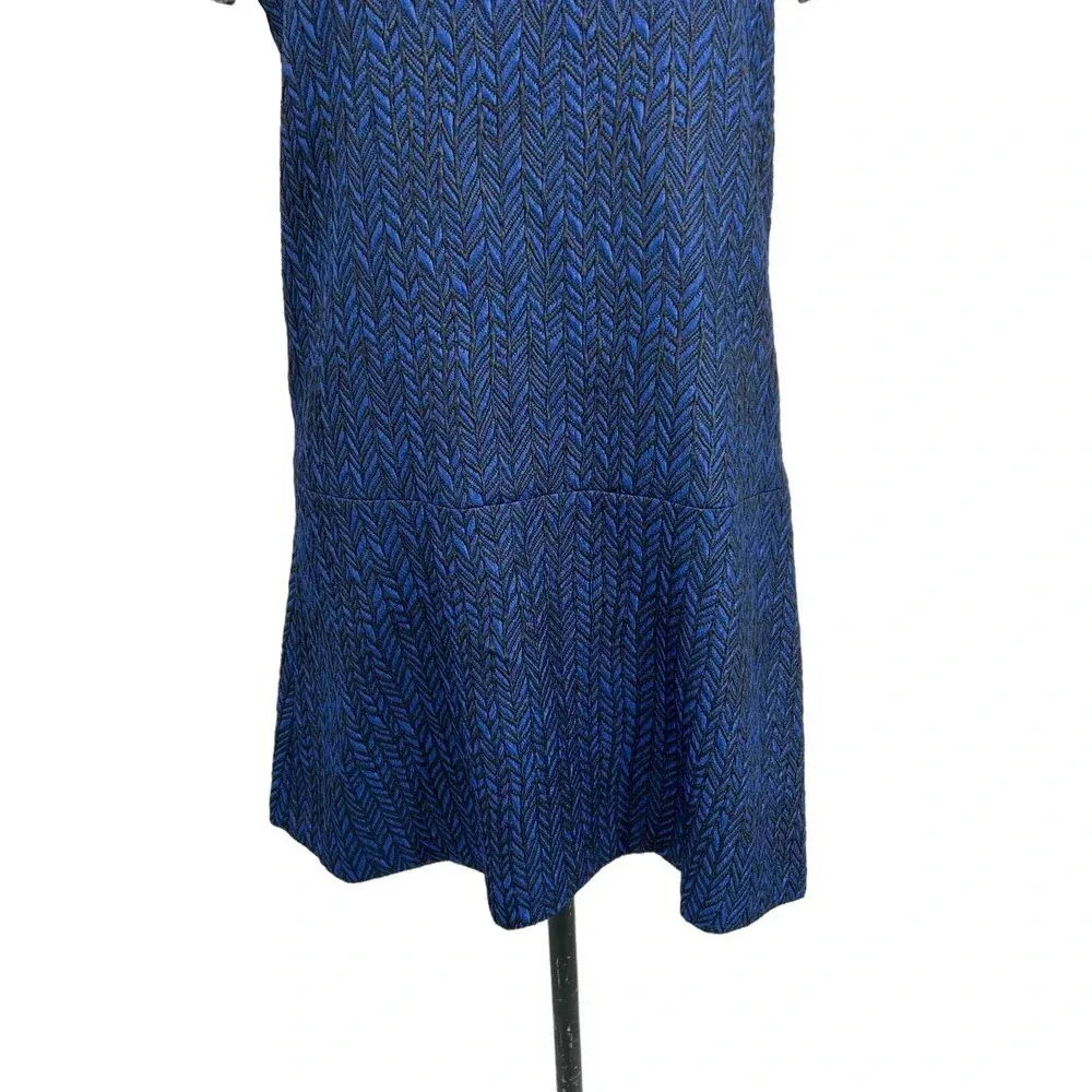 Alice +‎ Olivia Liv Dress Shift Short Sleeve Drop-Waist Herringbone Blue Size 10 - Image 5