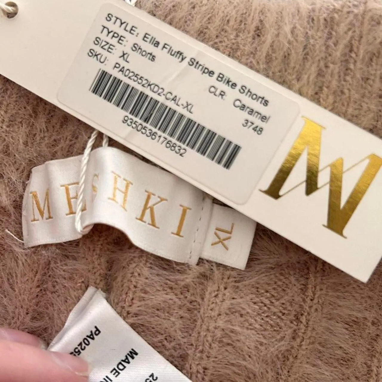 Meshki Ella Fluffy Stripe Bike Shorts | Cream Cozy Chic / Y2K Athleisure XL NWT - Image 5