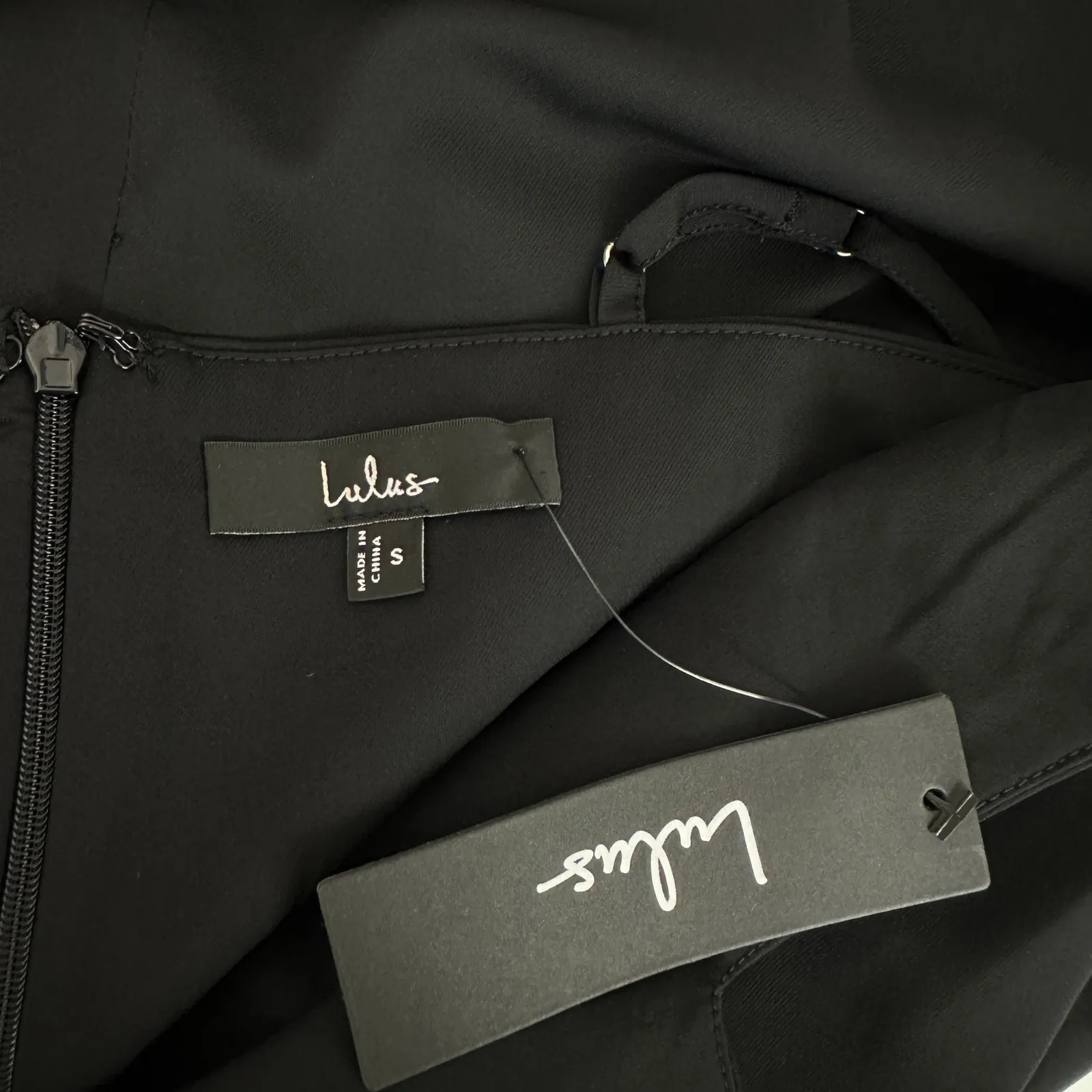 Lulus Reinette Black Midi Dress Classic Party Cocktail Minimalist Small NWT - Image 7