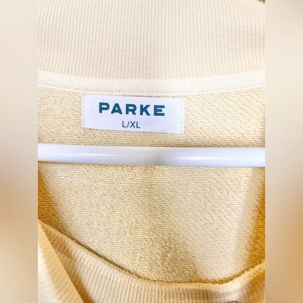 Parke Heritage Summer land Varsity Mockneck Sweatshirt Yellow Sweater Size L/XL - Image 4