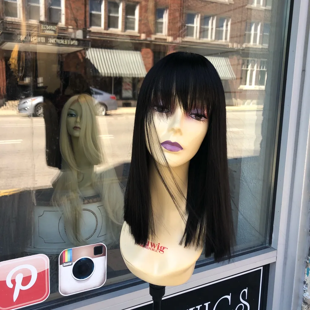 Blunt cut bob dark brown/black wig bangs 2020 Brown - Image 8