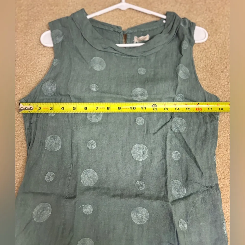 LINA TOMEI Linen Sleeveless Dress Color Sage Size M Green Size M - Image 9