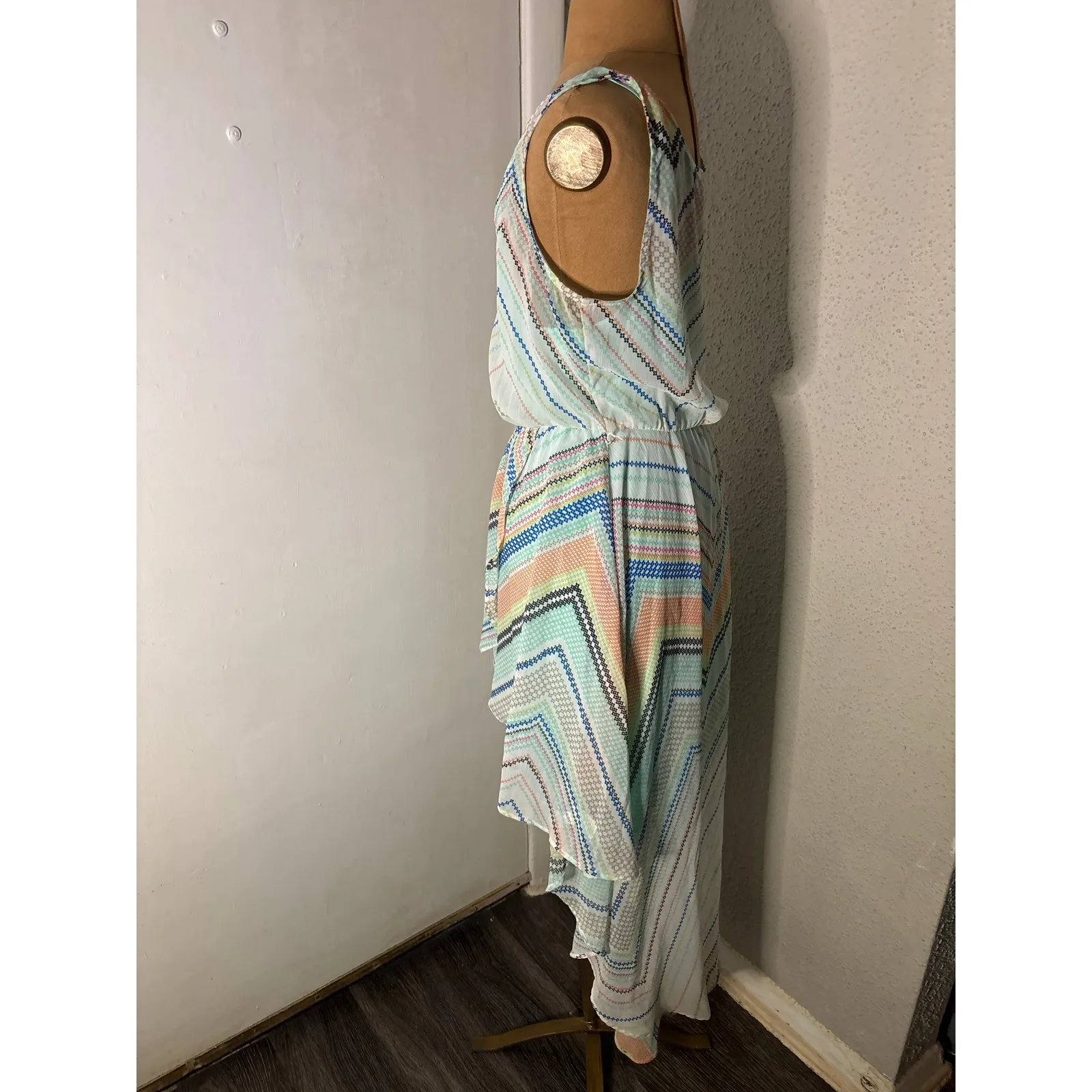 Candie's  High Low Multi-Color Maxi Dress L Junior's Dopamine Boho Coconut Girl - Image 3