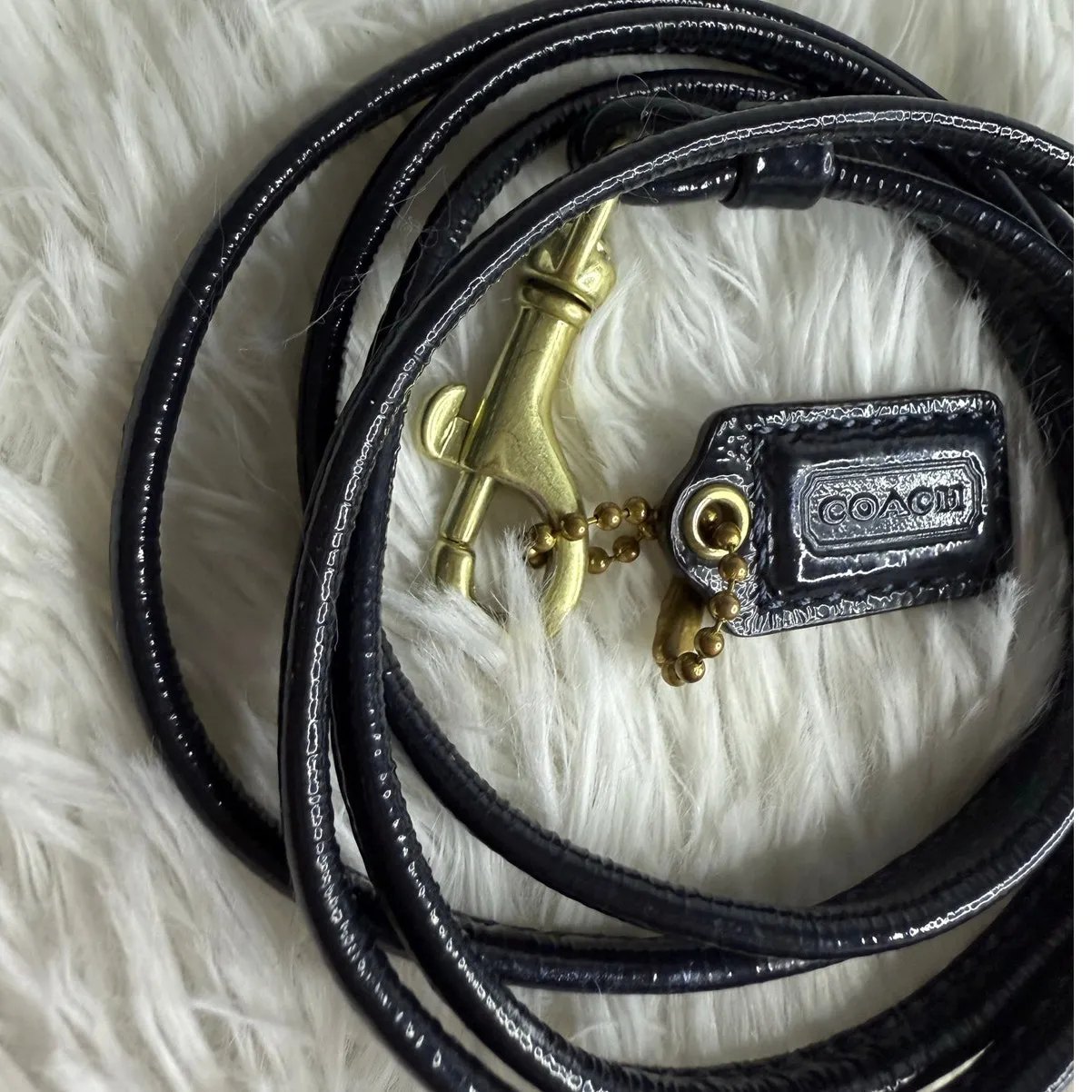 COACH BLUE Gold Patent Leather Hangtag Hang tag and Crossbody Replacement Strap - Image 2