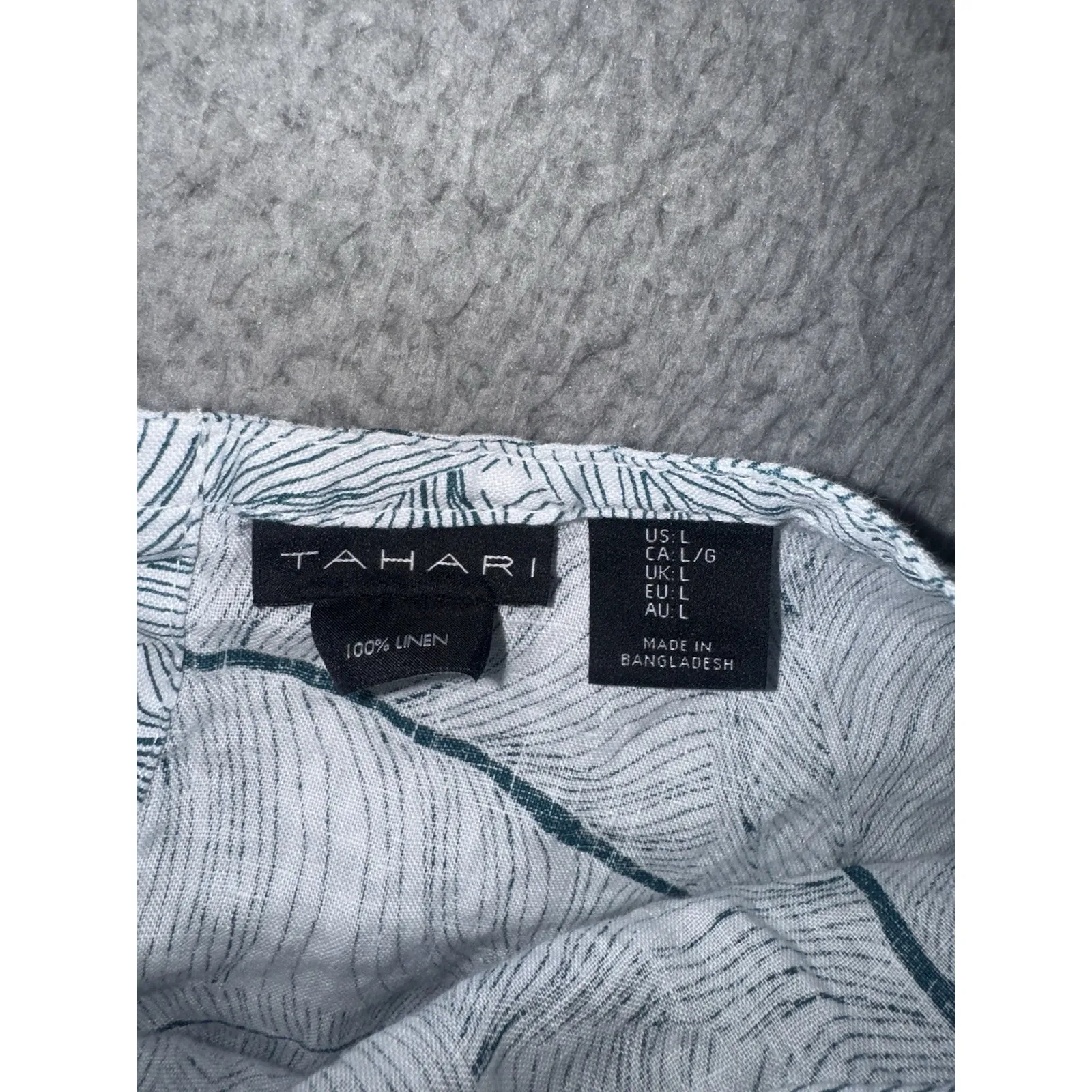 Tahari  Linen Floral Shirt Women‎ Large Leaf Print Wooden Button Back - Image 5