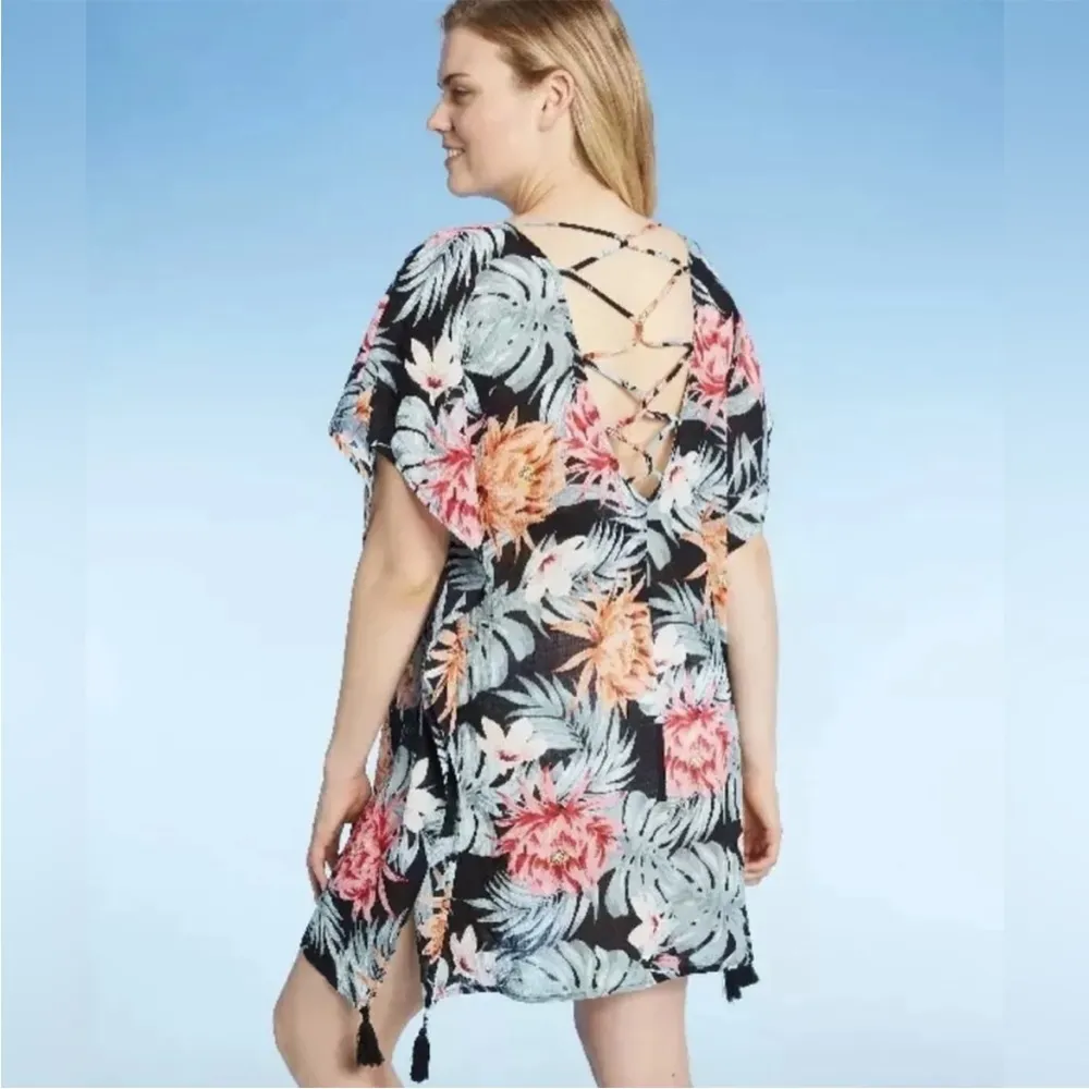 New Kona Sol Multicolor Floral Swim Cover Up Size Medium - Image 3