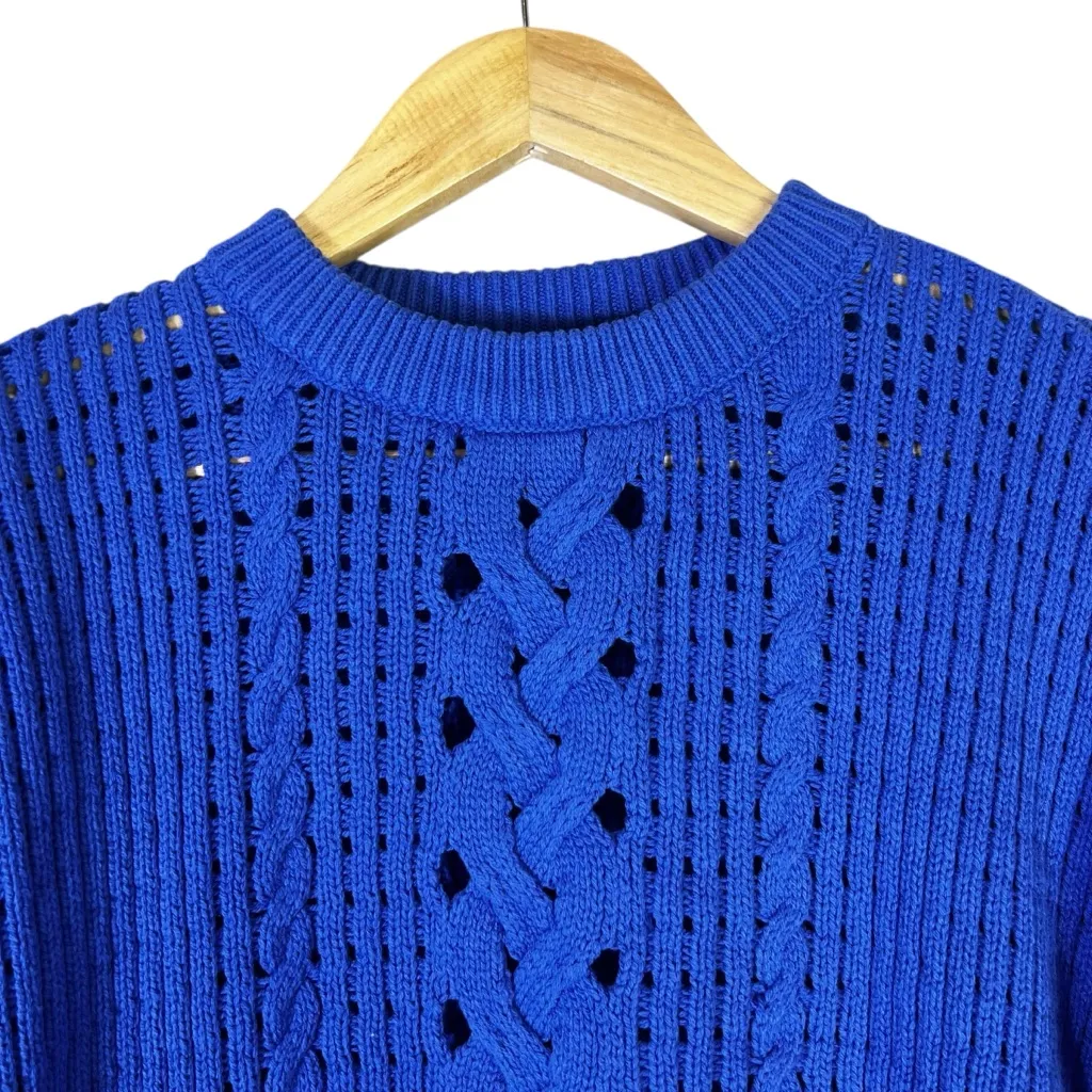 NWT ON 34th Cozy Sweater Womens XS Blue Cable Knit Crewneck Textured Preppy - Image 3