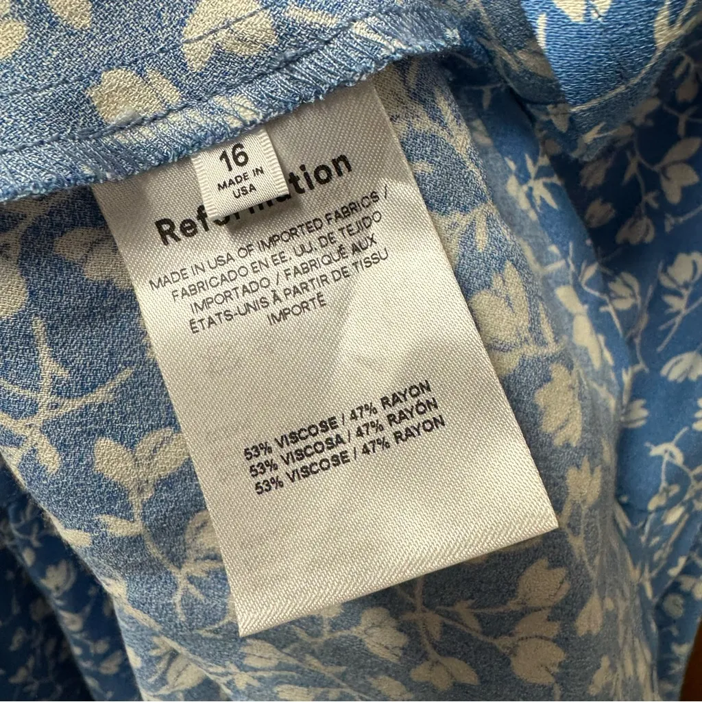 Reformation Mica Dress Puff Long Sleeve Midi Floral Wallflower Blue 16 - Image 11