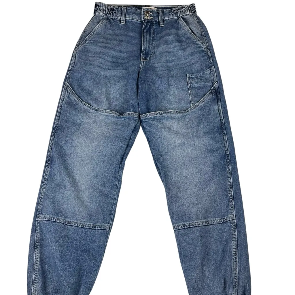 Forever 21 High Rise Baggy Barrel Jogger Baggy Blue Denim Jeans - Image 5