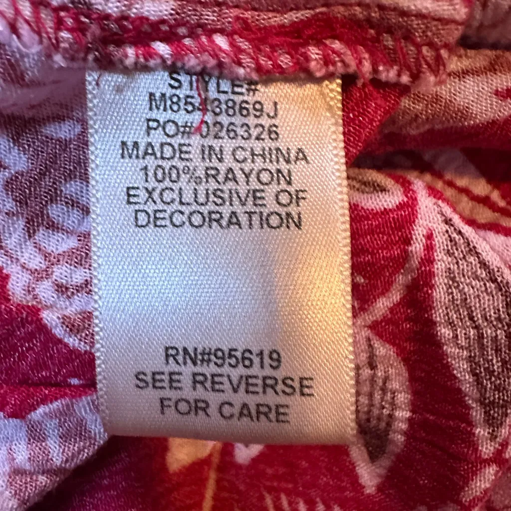 EUC John Paul Richard Women’s Sz M Skirt Floral Boho Print Shell Buttons Tassels Red Size M - Image 9