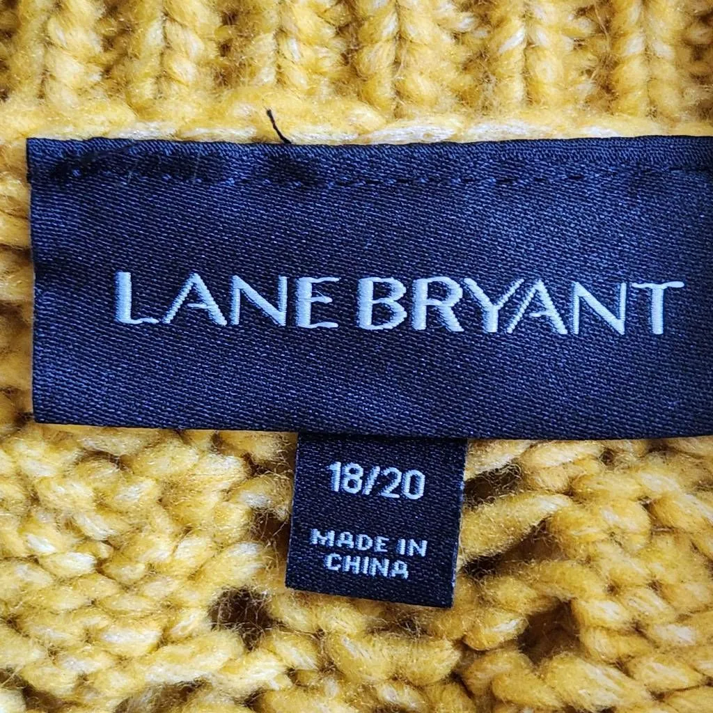 Lane Bryant Mustard Yellow Knit Sweater Size 18/20 Chunky Knit Gold Sweayer - Image 5