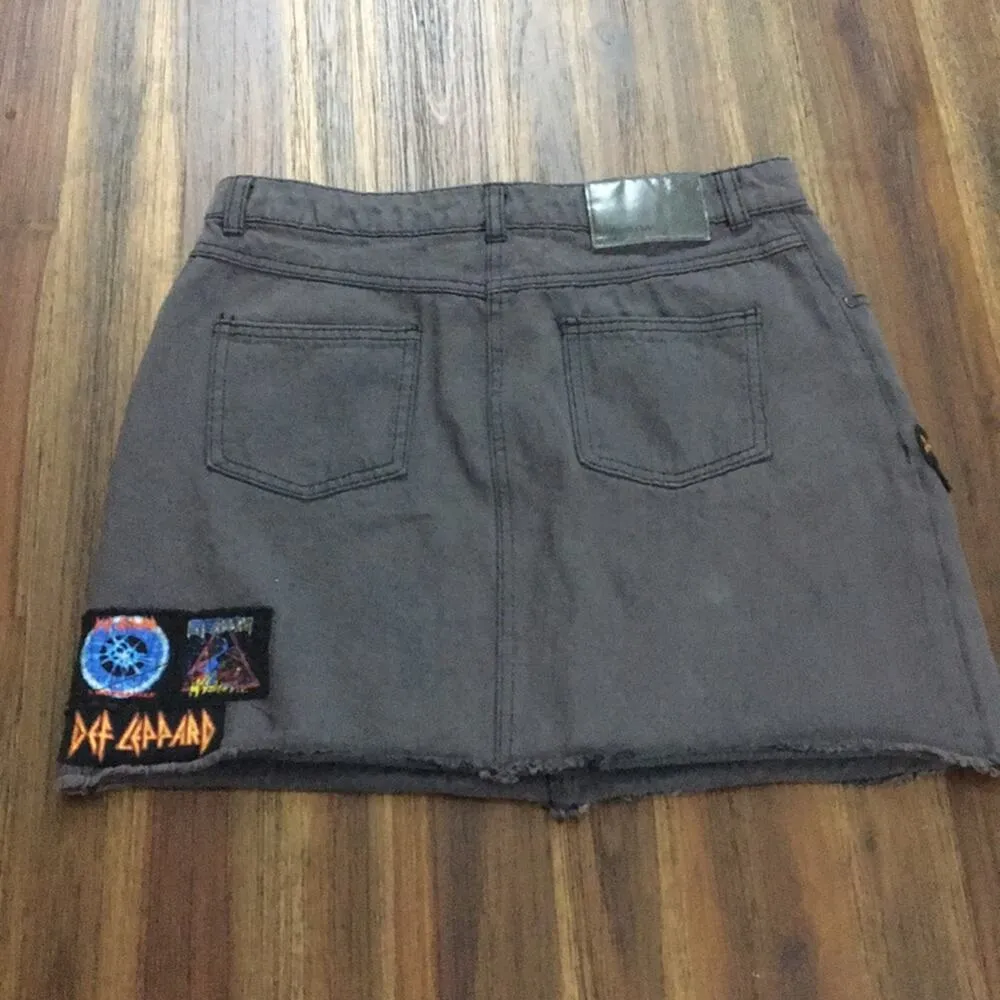 Junk Food Def Leppard Black Patch Jean Mini Skirt - Image 4