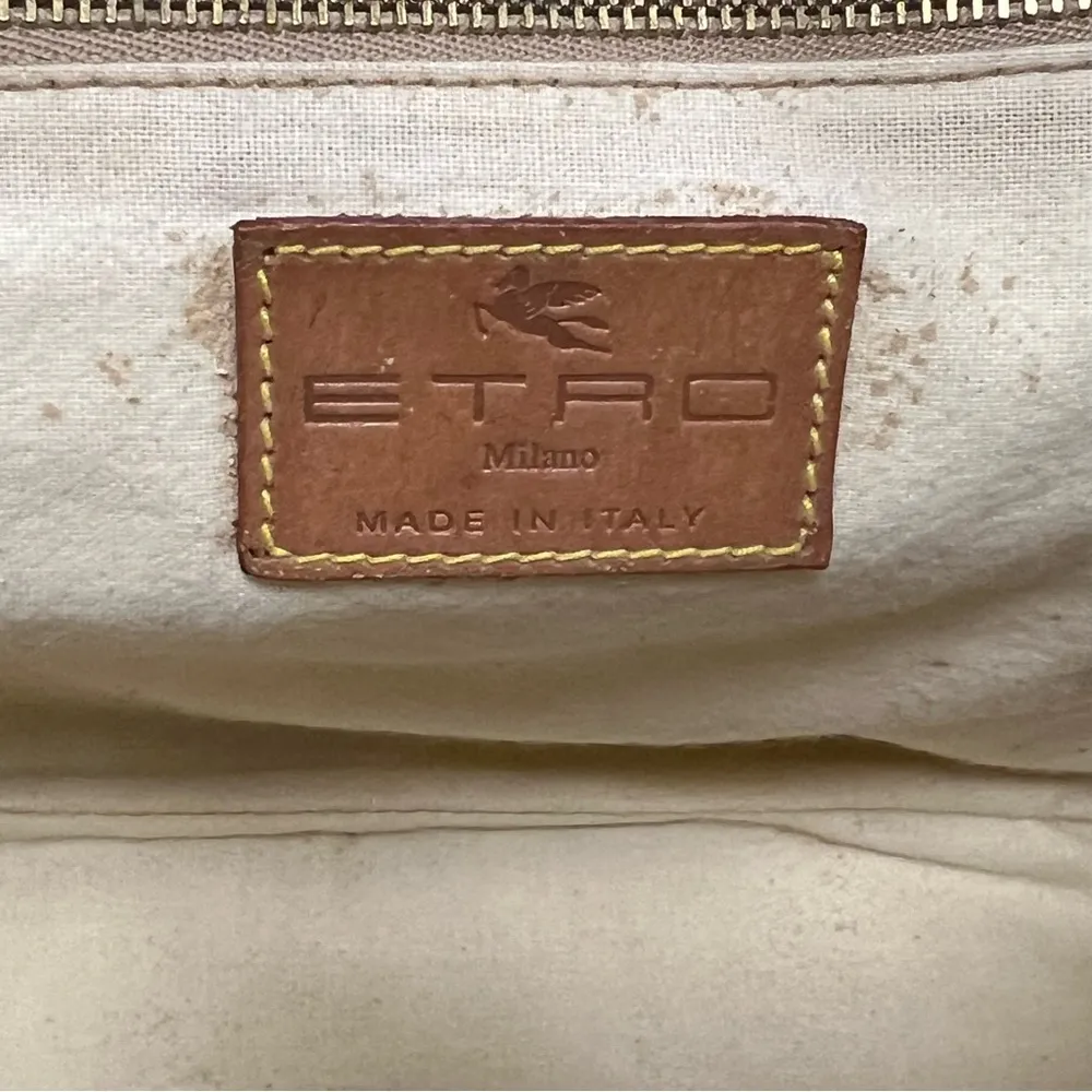 Etro Milano Vintage Classic Paisley Dome Handbag, Coated Canvas and Leather Red - Image 7