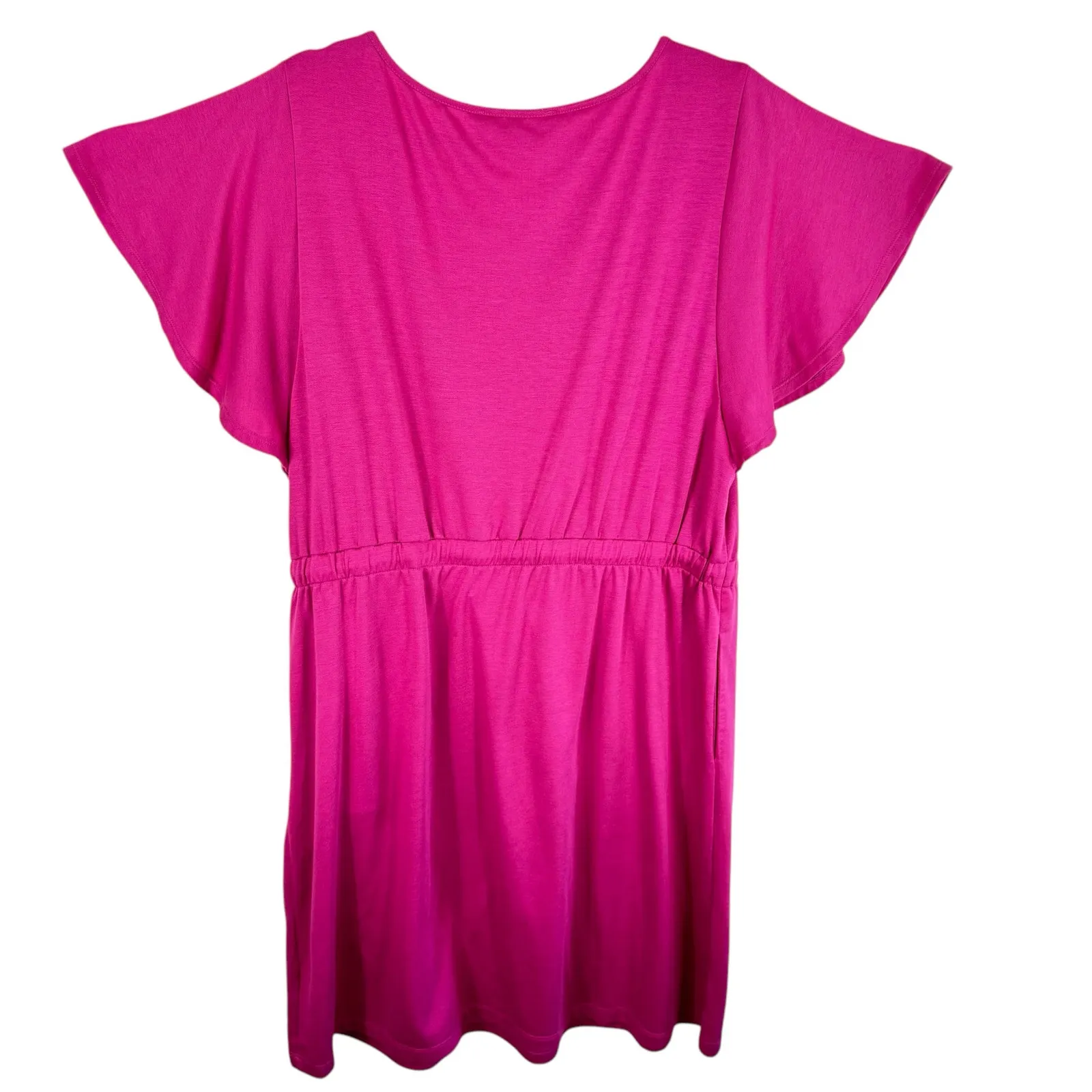 Adyson Parker Bright Pink Flutter Sleeve Knee Length Sun Dress Pockets Size XL - Image 2