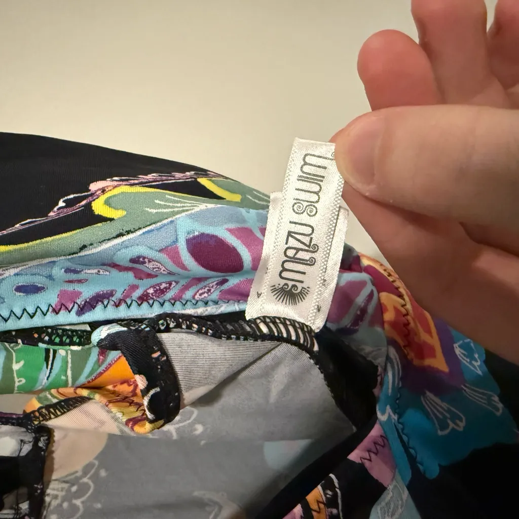 Mazu Swim Women’s One Piece Colorful Print Supported Swimsuit Size 14 Black - Image 4