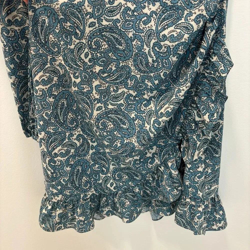 WAYF Michelyne Blue Paisley Mini Dress One Shoulder Ruffled Ruched Formal NWT - Image 10