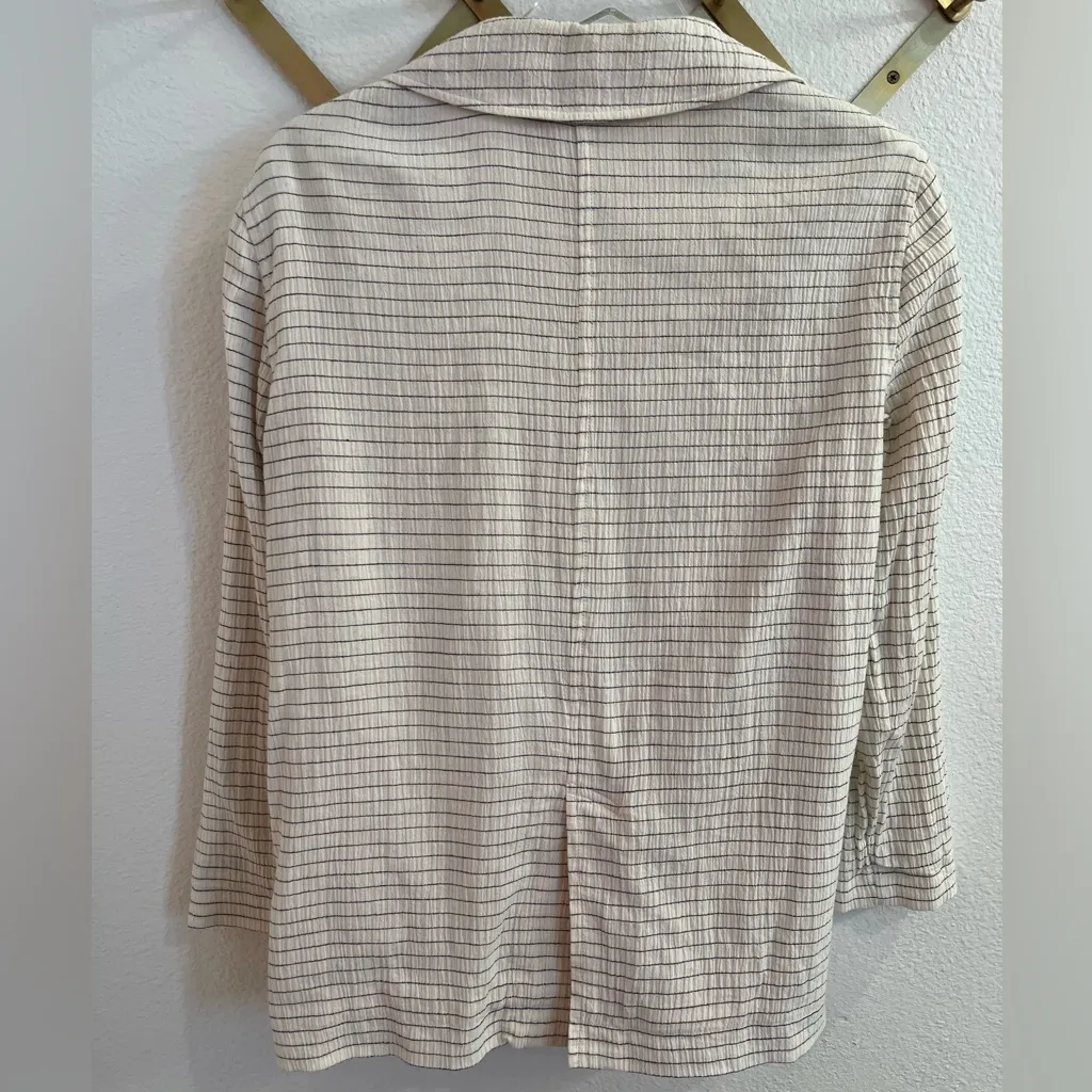 Anthropologie Cartonnier Women's Ivory Striped Double Breasted Blazer Jacket XS - Image 7