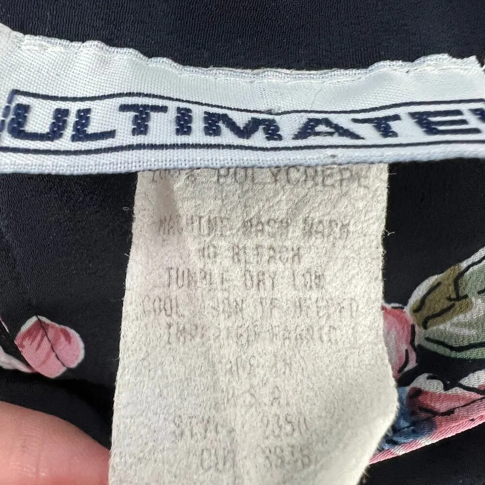 Ultimate 90s Retro Vintage Floral Party Cocktail Casual Classic Dress Size Small Black - Image 10