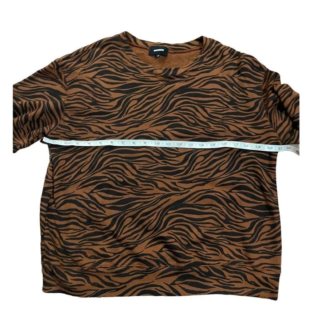 Monrow Zebra Full Sleeve Sweatshirt in Caramel sz Large Brown - Image 9