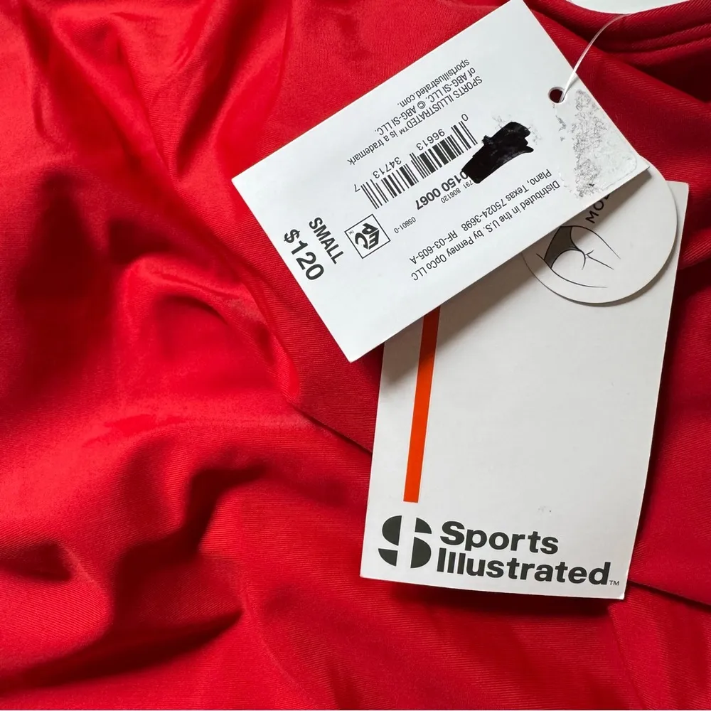 Sports Illustrated Red High Neck One Piece Swimsuit T Back Size Small - Image 6