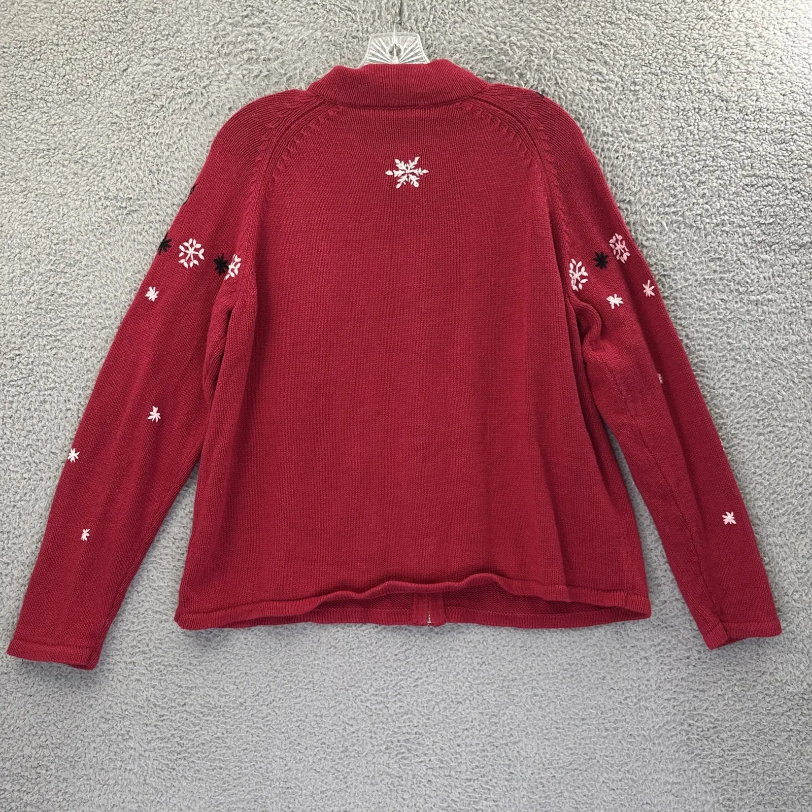 Vintage Erika Full Zip Christmas Cardigan Sweater Holiday Retro 90s Women Large - Image 4