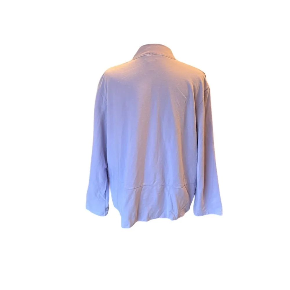 J Jill Light Purple Full Zip Long Sleeve Sweater Sweatshirt Mock Neck Large P Size undefined - Image 2