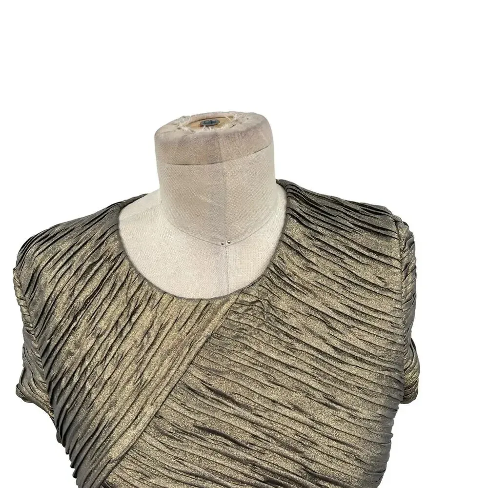 Torn by Ronny Kobo Kaitlyn Metallic Gold Charcoal Mini Dress Size Small‎ - Image 5