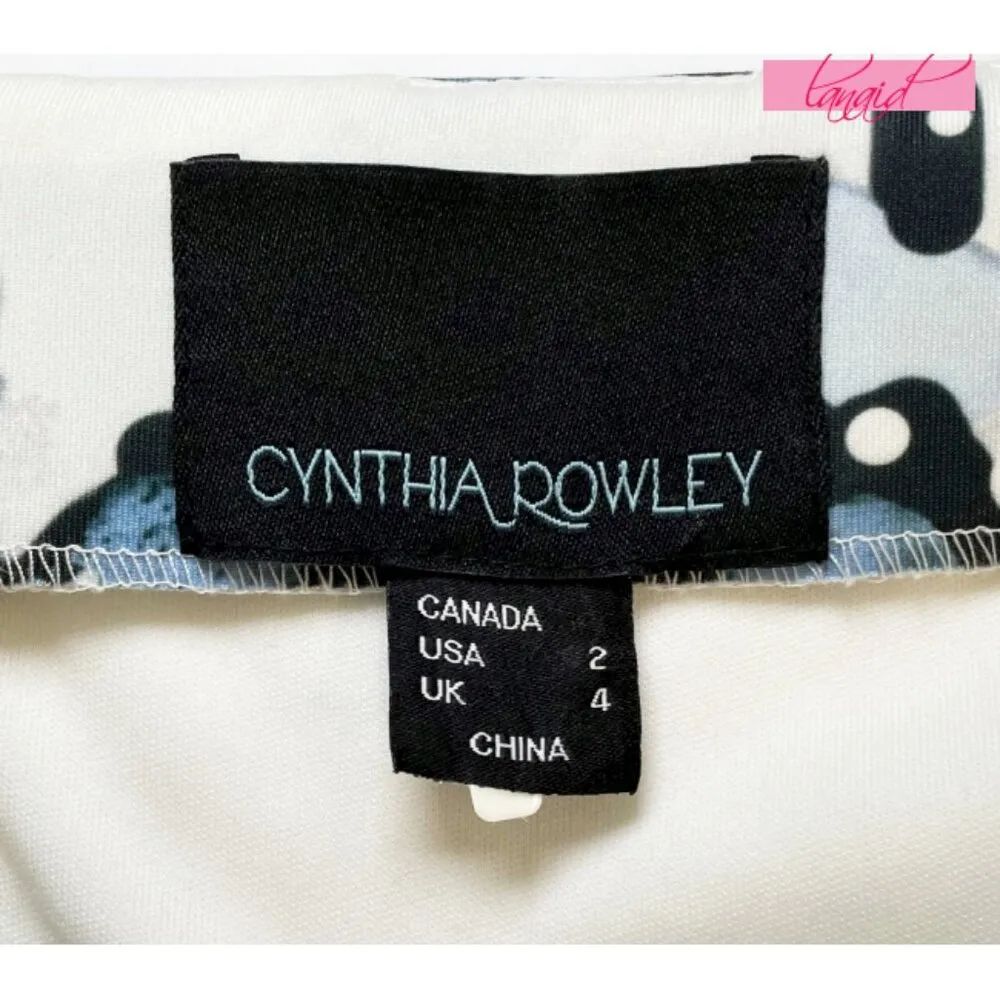 Cynthia Rowley Off-The-Shoulder Blue Ivory Fit And Flare Skater A-Line Neoprene - Image 6