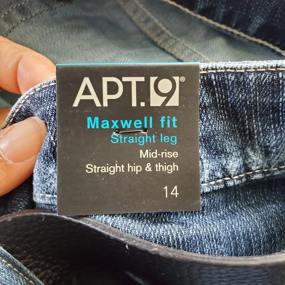 Apt. 9 Maxwell Fit Blue Distressed Mid Rise Straight Jeans 14 - Image 7