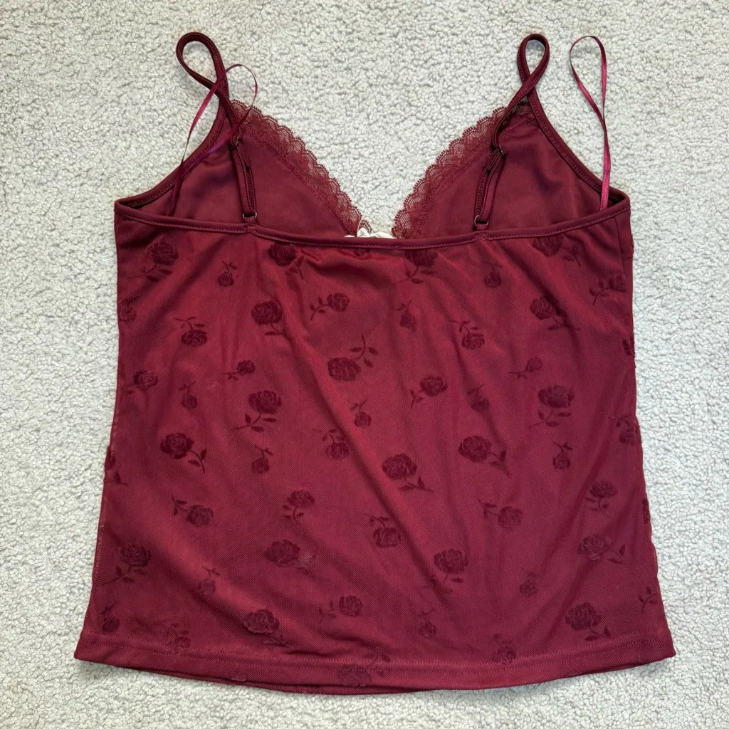 Deep Red Elegant Tank Floral Top Size XL - Image 2